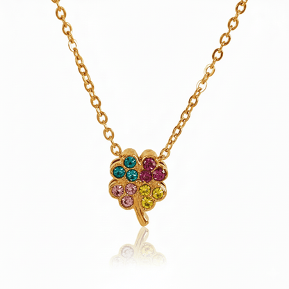 Collar Trebol Circonias Colores Chapa 18