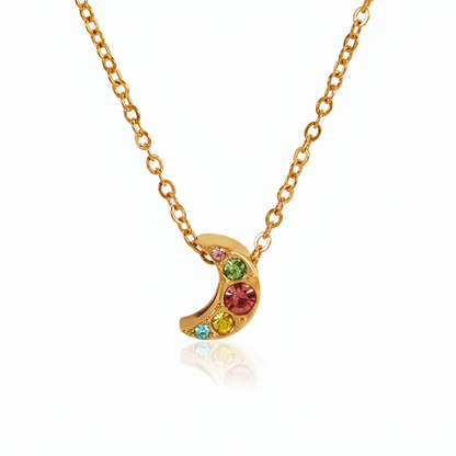 Collar Luna Circonias Colores Chapa 18k