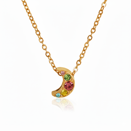 Collar Luna Circonias Colores Chapa 18k