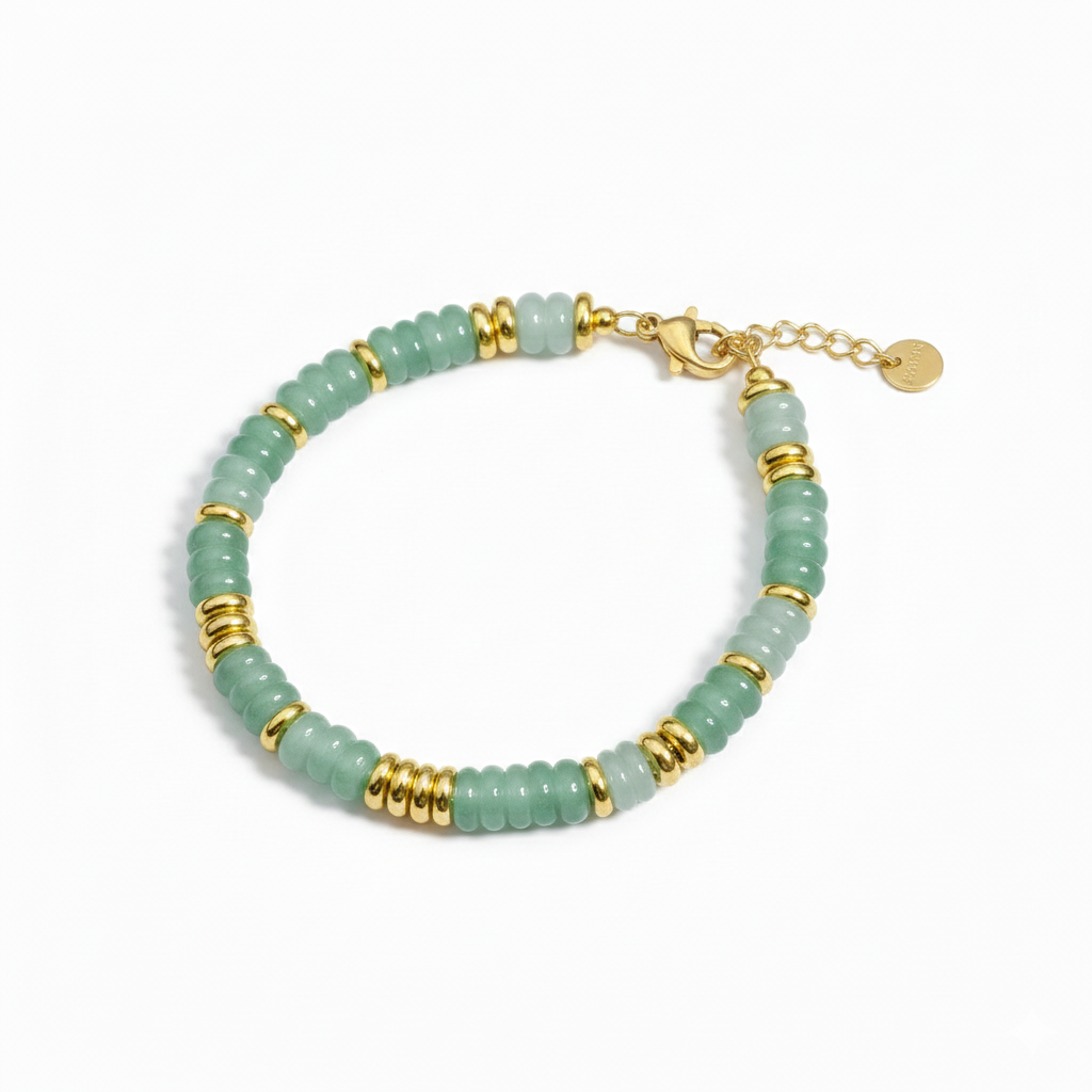 Pulsera Cuentas Aqua Chapa 18k