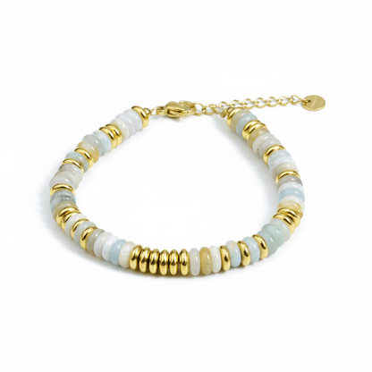 Pulsera Cuentas Blancas Chapa 18k