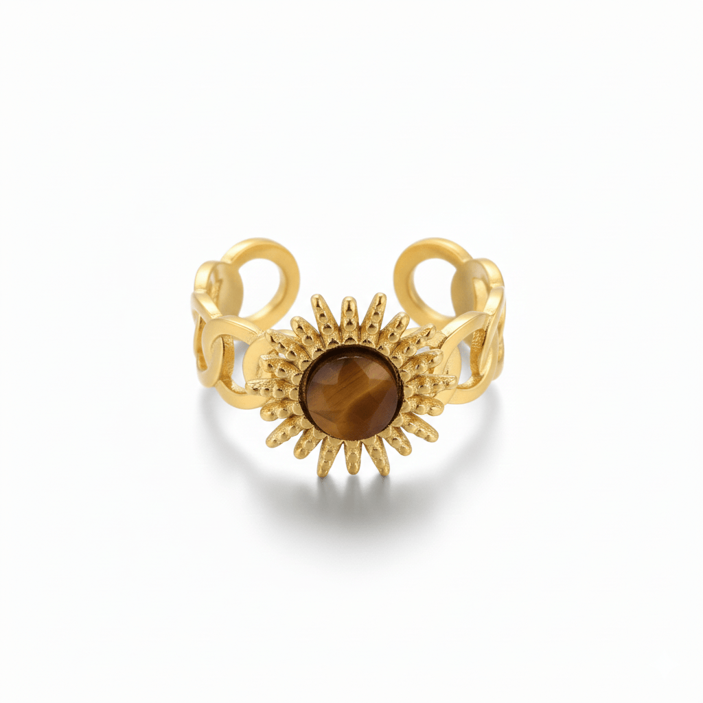 Anillo Sol Marron Chapa 18k Ajustable