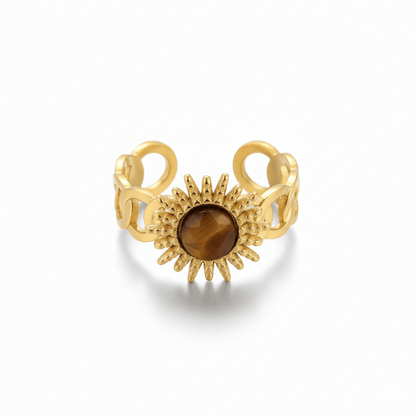 Anillo Sol Marron Chapa 18k Ajustable