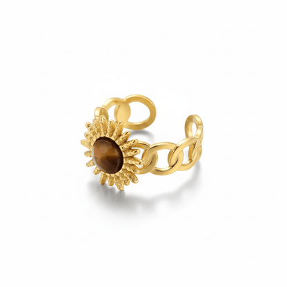 Anillo Sol Marron Chapa 18k Ajustable