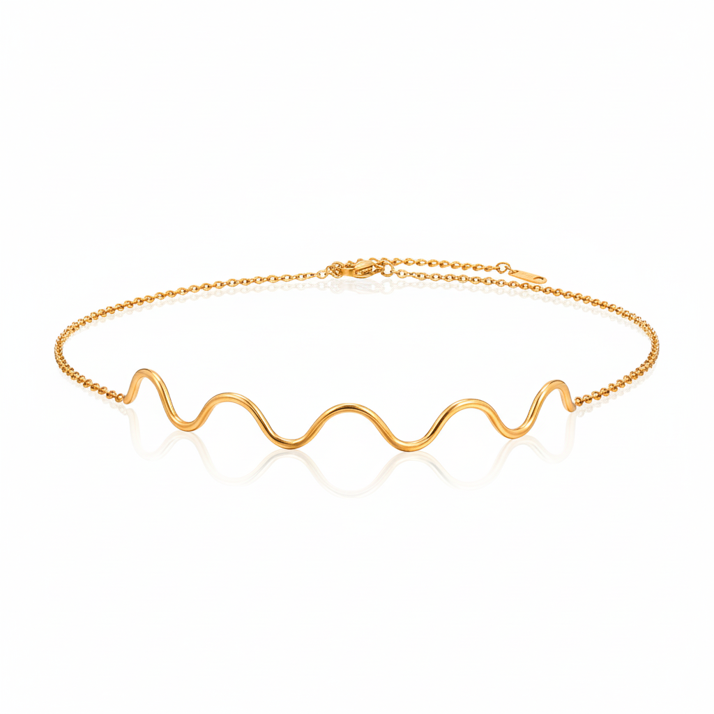 Gargantilla Ondas Chapa 18k