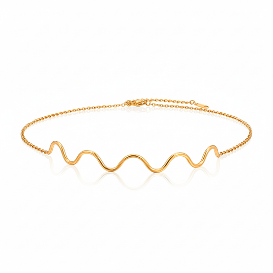 Gargantilla Ondas Chapa 18k