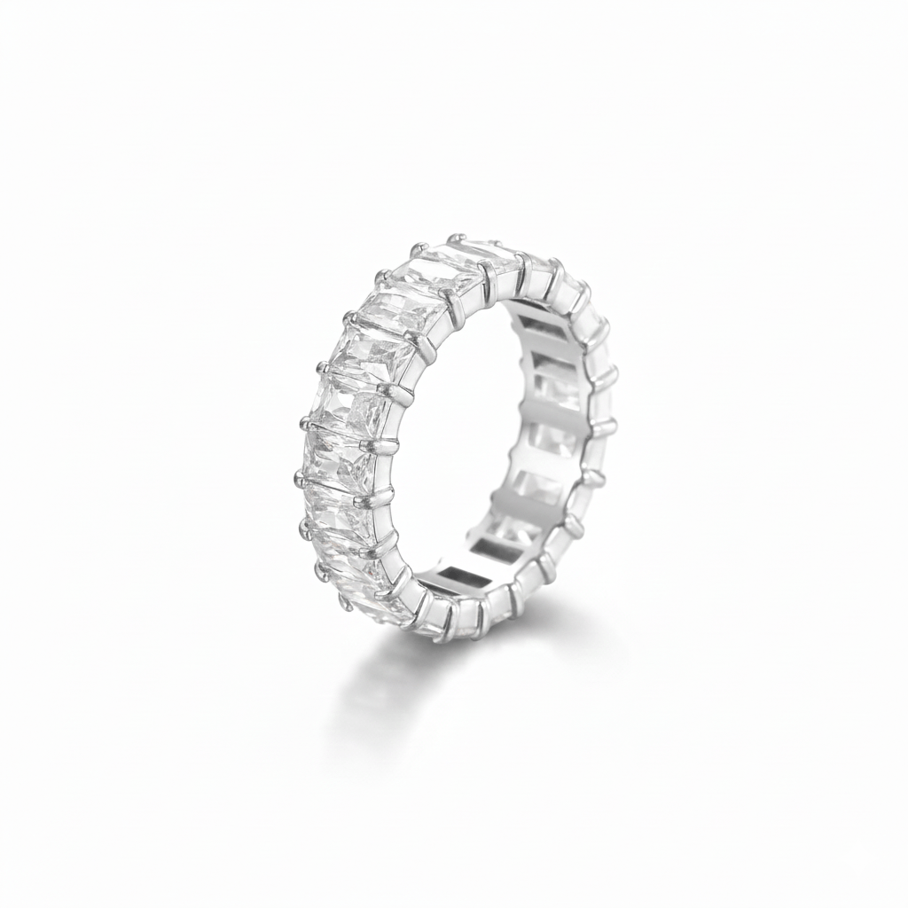 Anillo Completo Circonias Blancas Acero
