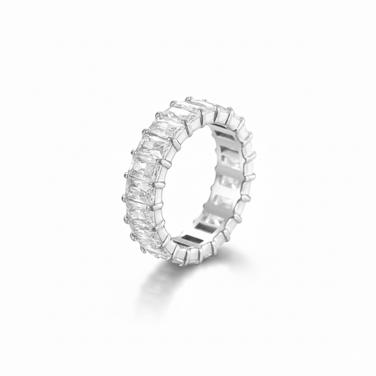 Anillo Completo Circonias Blancas Acero