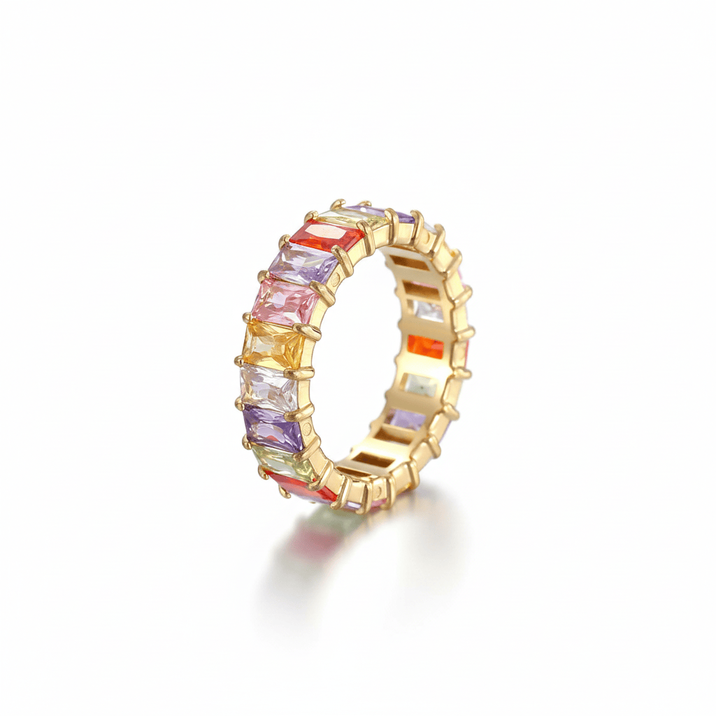 Anillo Completo Circonias Colores Chapa