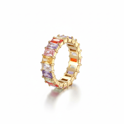 Anillo Completo Circonias Colores Chapa