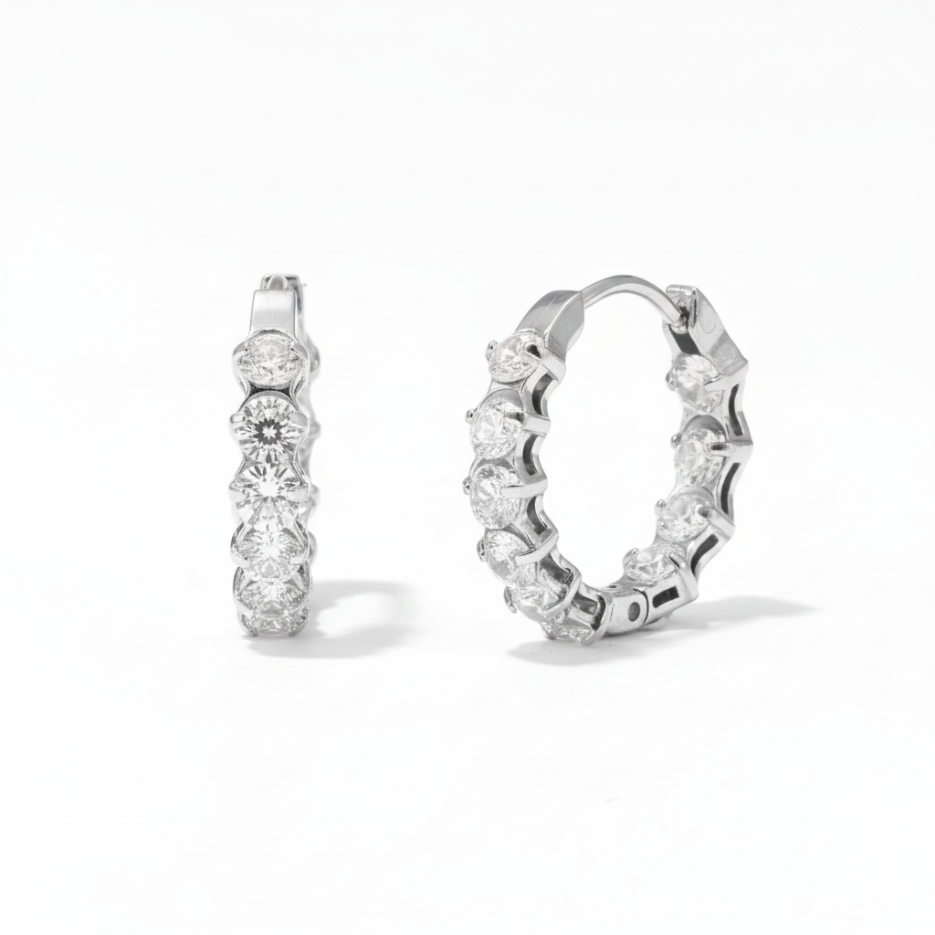 Arracadas Circonias Blancas Acero