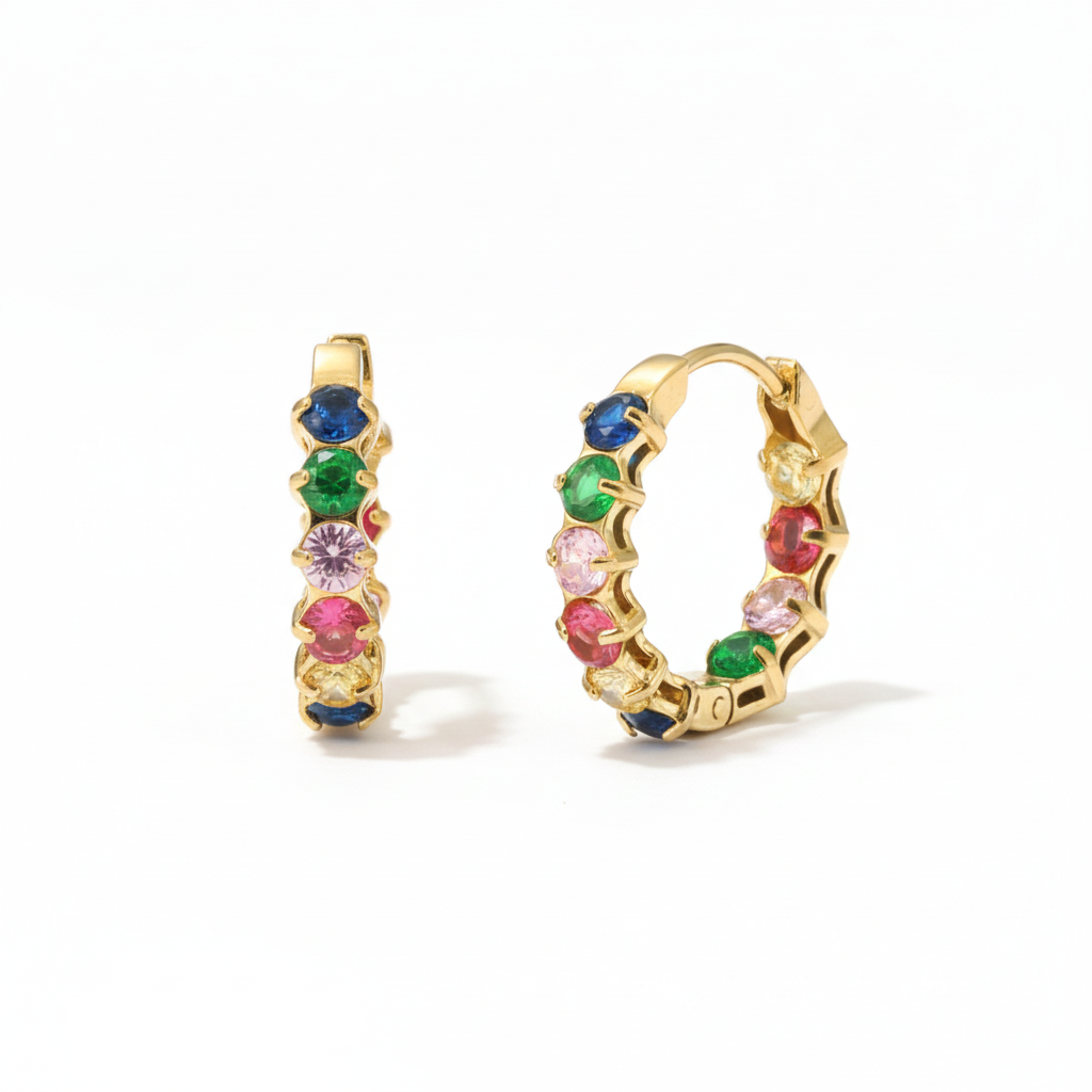 Arracadas Circonias Colores Chapa 18k