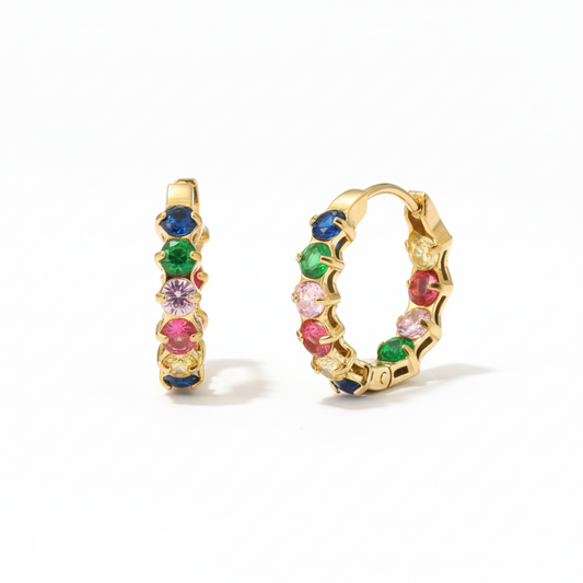 Arracadas Circonias Colores Chapa 18k