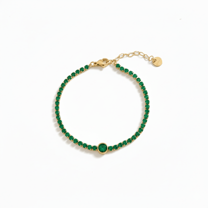 Pulsera Circonias Verdes Chapa 18k