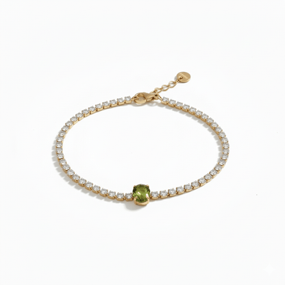 Pulsera Circonias Blancas y Verde Chapa 1