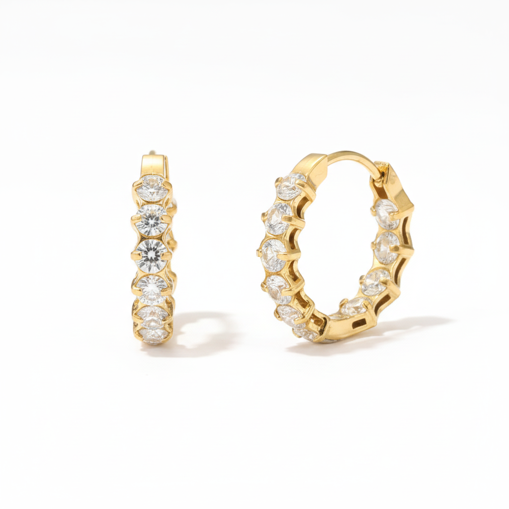 Arracadas Circonias Blancas Chapa 18k