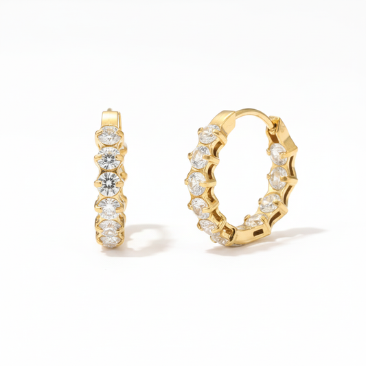 Arracadas Circonias Blancas Chapa 18k