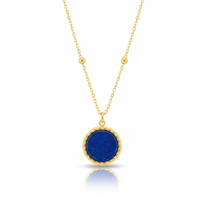 Collar Sol Piedra Azul Chapa 18k