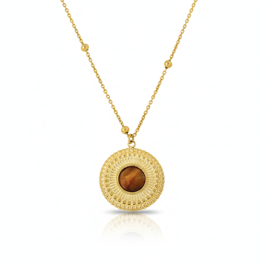 Collar Sol Marron Chapa 18k