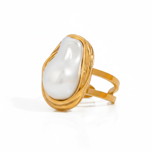 Anillo Perla Chuncky Chapa 18k Ajustable