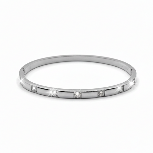 Brazalete Circonias Separadas Acero