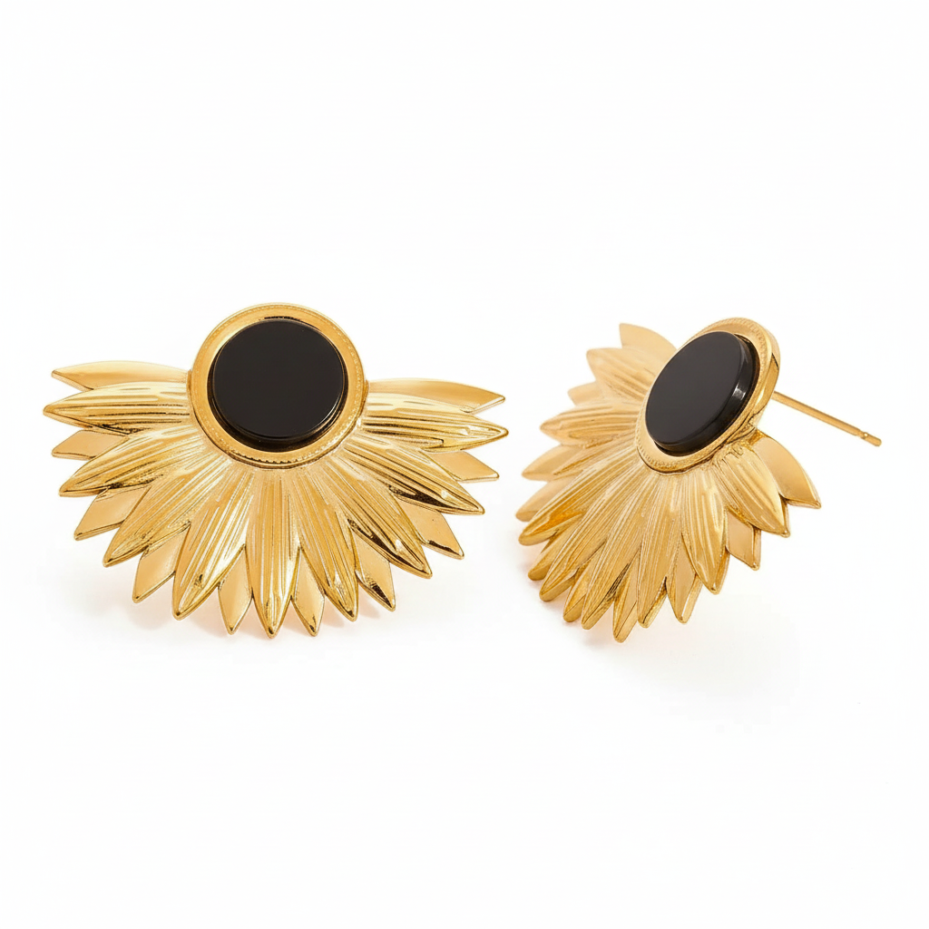 Aretes Medio Girasol Chapa 18k