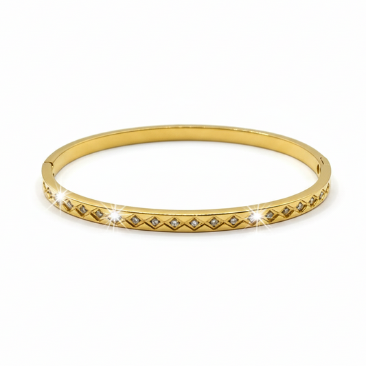 Brazalete Circonias Rombos Chapa 18k