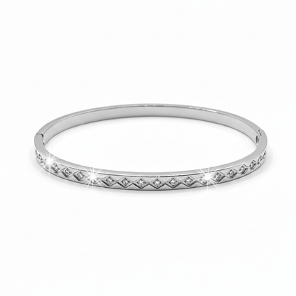 Brazalete Circonias Rombos Acero
