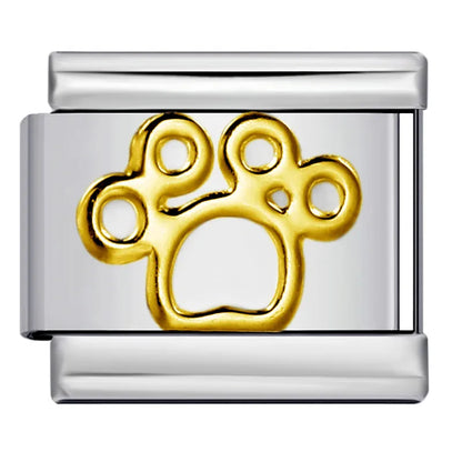 Eslabón Huella perrito silueta dorada