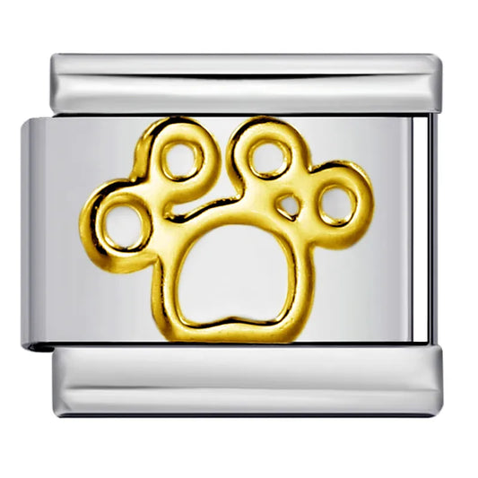 Eslabón Huella perrito silueta dorada