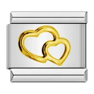 Eslabón Corazones silueta dorada