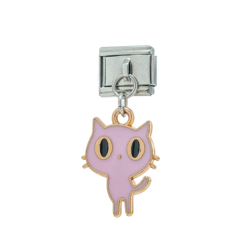 Eslabón Gatito Rosa Colgante