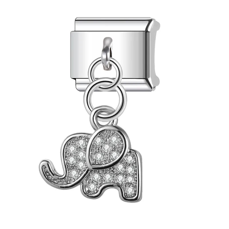 Eslabón Elefantito Plateado Colgante