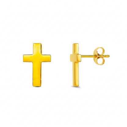 Aretes Mini Cruz Chapa 18k