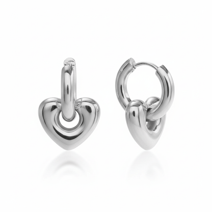 Aretes Corazón Candado Acero