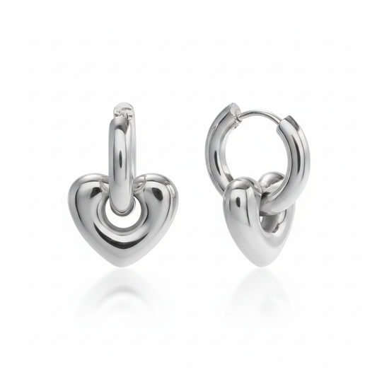 Aretes Corazón Candado Acero