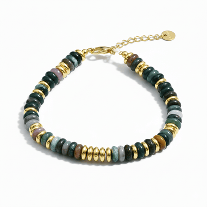 Pulsera Cuentas Verdes Chapa 18k