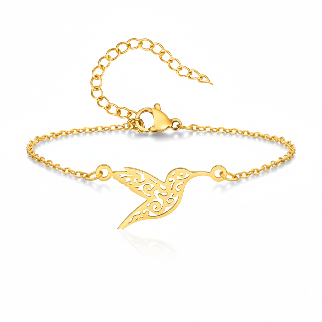 Pulsera Colibrí Plana Chapa 18k