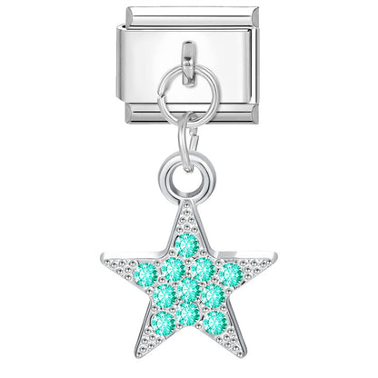 Eslabón Estrella Brillante Azul Colgante
