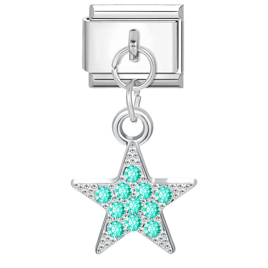 Eslabón Estrella Brillante Azul Colgante