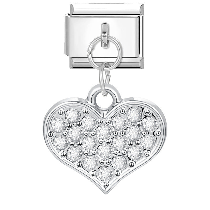 Eslabón Corazón Brillante Blanco Colgante