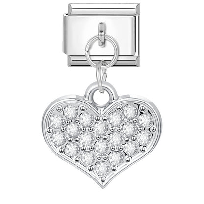 Eslabón Corazón Brillante Blanco Colgante