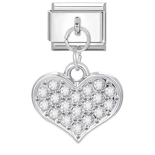 Eslabón Corazón Brillante Blanco Colgante