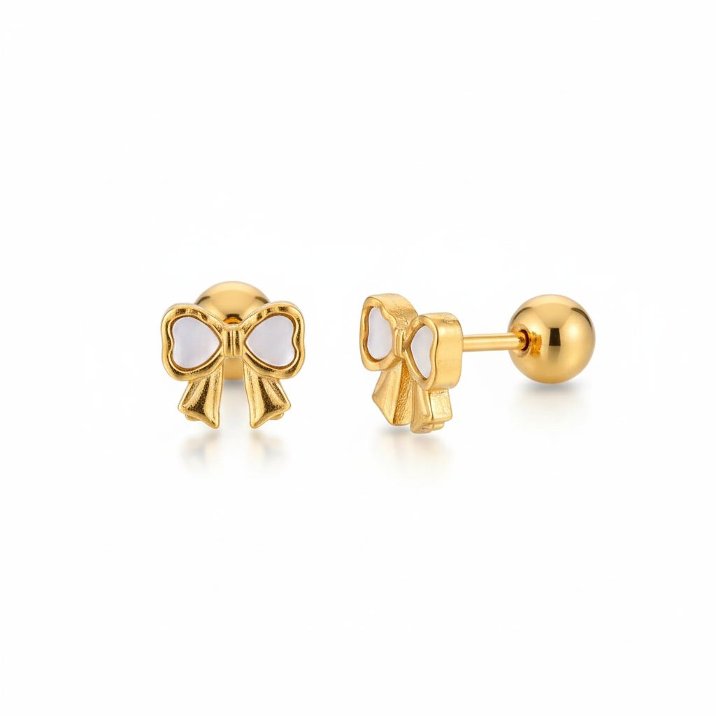 Aretes Broquel Lazo  Chapa 18k