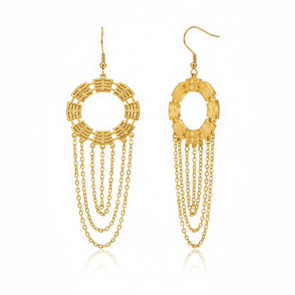 Aretes Corona Cadenas Chapa 18k