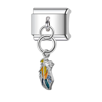 Eslabón Pluma Multicolor Colgante