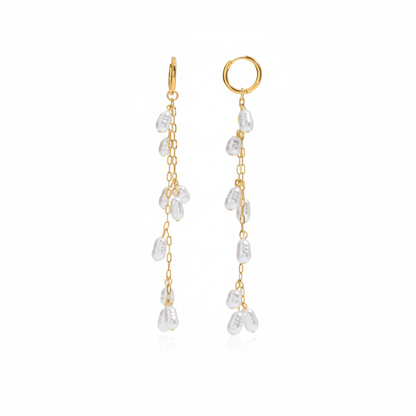 Aretes Largos 10cm Perla Acr