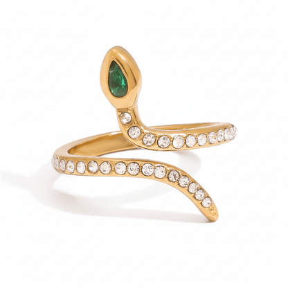 Anillo Snake Cristales Chapa 18k Unitalla