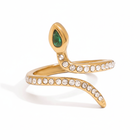 Anillo Snake Cristales Chapa 18k Unitalla