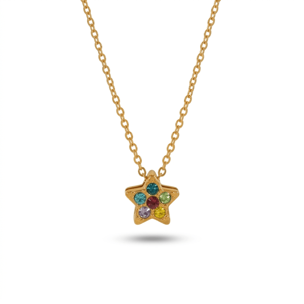 Collar Estrella Circonias Colores Chapa 18k